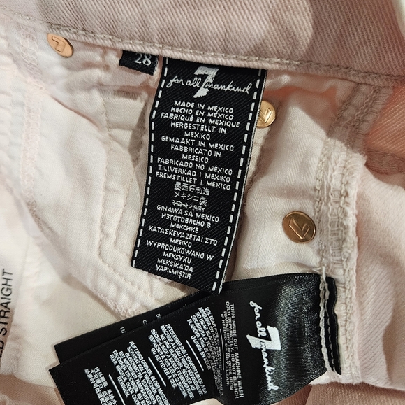 7 for All Mankind High Waist Cropped Straight Jeans Shredded SZ 28 - Picture 5 of 7